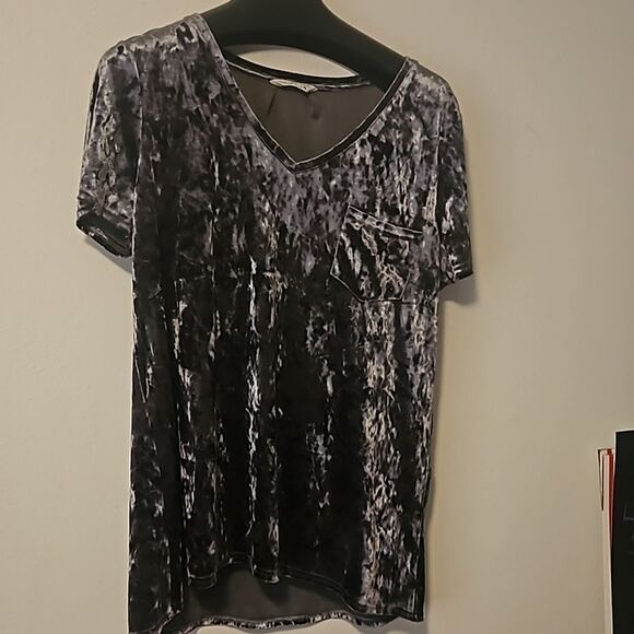 The Velvet Legging Tee Top XL Dark Gray Pewter Polyester Blend Stretchy - Picture 1 of 5